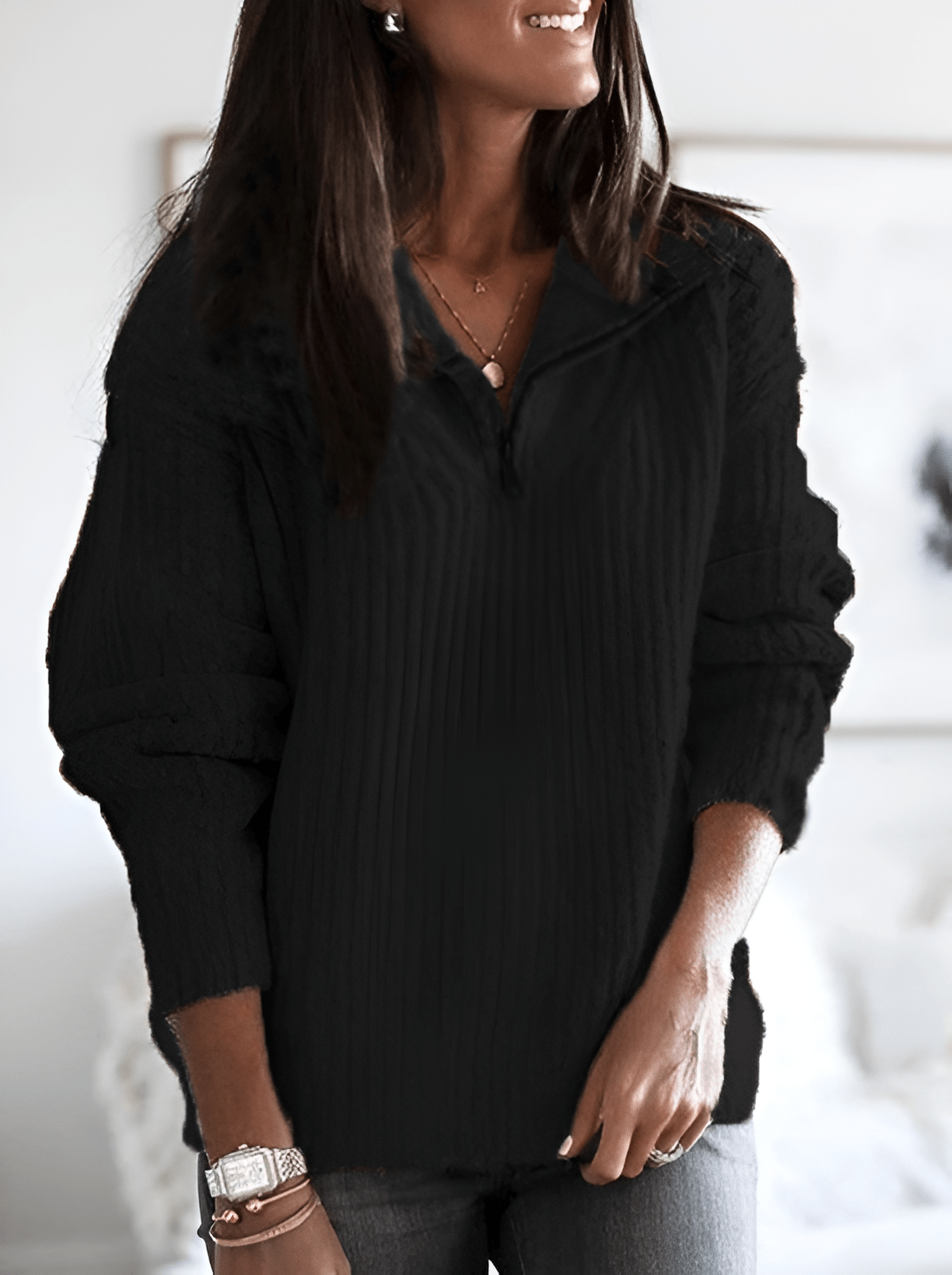 Emilia | Damen Half-Zip Strickpullover | Lässig & Vielseitig